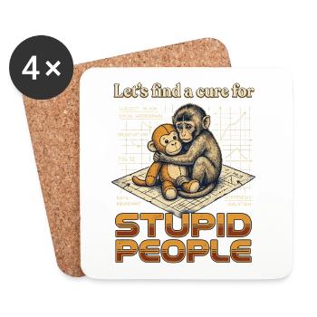 Lets find a cure for stupid people Monkey Punch - Coasters (set of 4) - white - Front