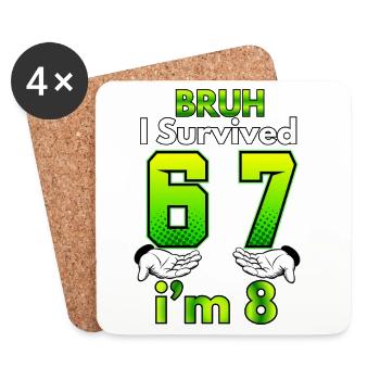 8th Birthday Boy Outfit I'm 8 Year Old Six Seven - Coasters (set of 4) - white - Front