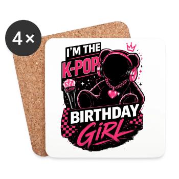 Je suis la fille d’anniversaire de K Pop - Dessous de verre (lot de 4) - blanc - Devant