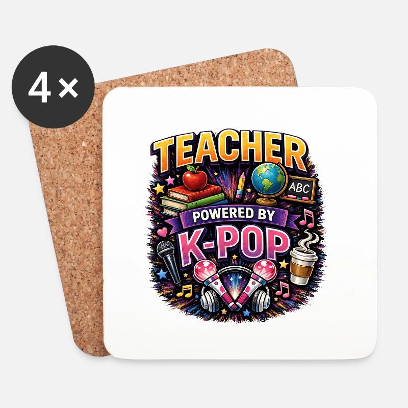 Teacher Powered By K-Pop - Untersetzer (4er-Set) - Weiß