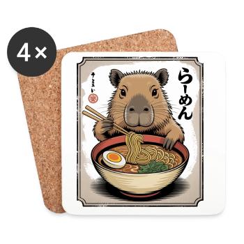 Capybara Ramen Bowl - Coasters (set of 4) - white - Front