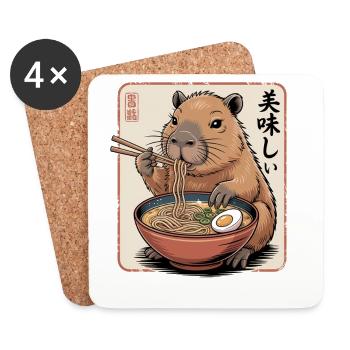 Ramen Capybara Delicacy - Coasters (set of 4) - white - Front