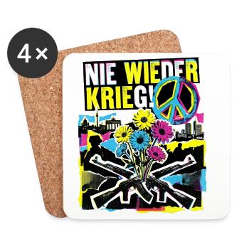 Spruch Gegen Krieg Für Frieden - Untersetzer (4er-Set) - Weiß - Vorne