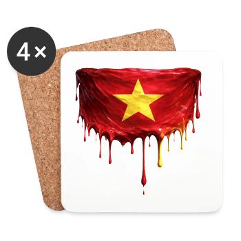 Chute du cœur du drapeau du Vietnam - Dessous de verre (lot de 4) - blanc - Devant