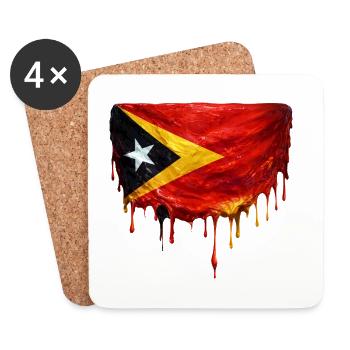 TimorLeste Drop Flag - Coasters (set of 4) - white - Front