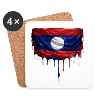 Laos flag colorful color - Coasters (set of 4) - white - Front