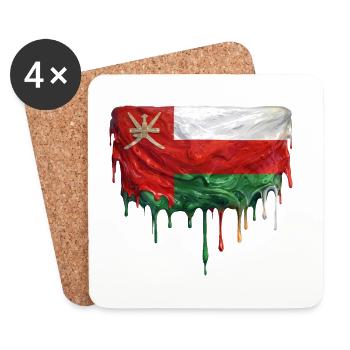 Drapeau d’Oman Couleur colorée - Dessous de verre (lot de 4) - blanc - Devant
