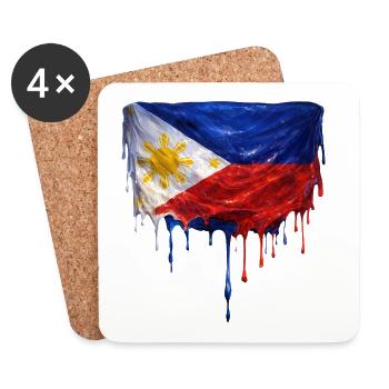 Philippines Flag Drop Art - Coasters (set of 4) - white - Front
