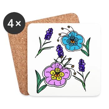 Summer Garden Flowers Retro Flower - Coasters (set of 4) - white - Front