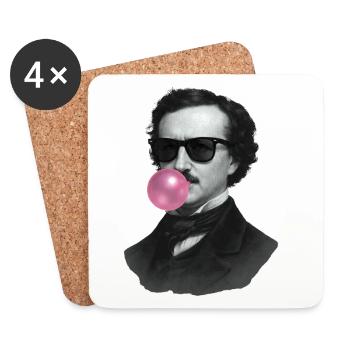Edgar Allan Poe avec du chewing-gum et des lunettes de soleil - Dessous de verre (lot de 4) - blanc - Devant