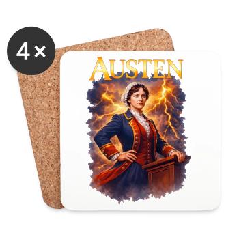 Jane Austen Portrait - Dessous de verre (lot de 4) - blanc - Devant