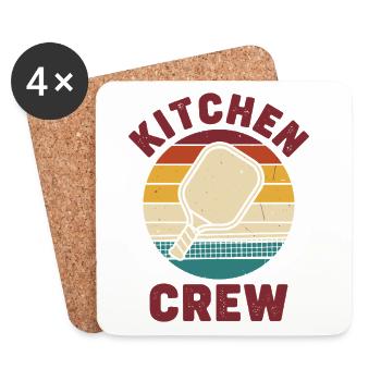Pickleball : Joueur drôle de Kitchen Crew Love - Dessous de verre (lot de 4) - blanc - Devant