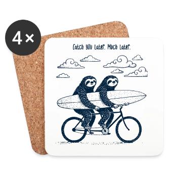 Catch you later, much later ... Tandem Faultiere - Untersetzer (4er-Set) - Weiß - Vorne