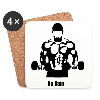 Pas de douleur, pas de gain - design hardcore de bodybuilder - Dessous de verre (lot de 4) - blanc - Devant