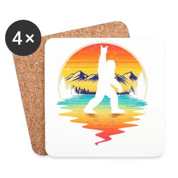 Bigfoot Rock On Shield Sasquatch Yeti Rétro - Dessous de verre (lot de 4) - blanc - Devant