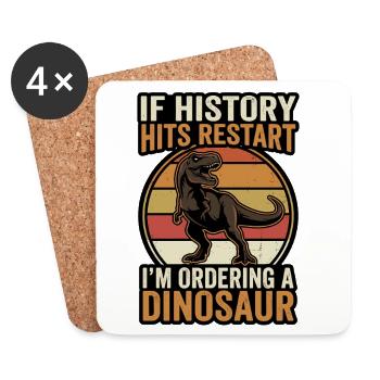 Motif humoristique rétro de dinosaures - Dessous de verre (lot de 4) - blanc - Devant