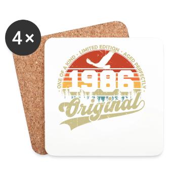 Original 1986 Vintage Rétro Cadeau d’anniversaire - Dessous de verre (lot de 4) - blanc - Devant