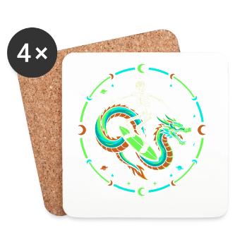 Squelette Cosmique chevauchant Dragon Wave - Dessous de verre (lot de 4) - blanc - Devant