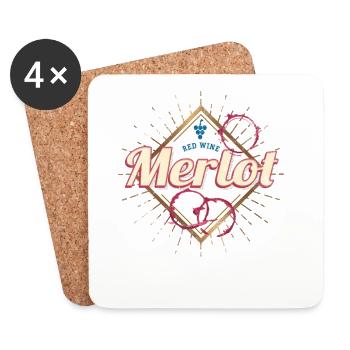 Merlot Rebe Vintage Weintrinker und Winzer Design - Untersetzer (4er-Set) - Weiß - Vorne