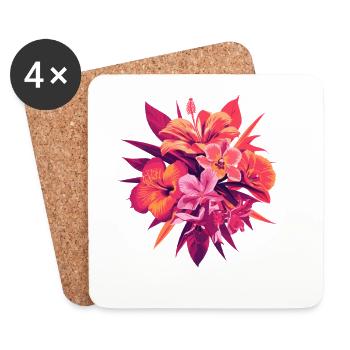 Fleurs tropicales - Dessous de verre (lot de 4) - blanc - Devant