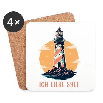 Nordsee Urlaub ICH LIEBE SYLT Lustiges - Untersetzer (4er-Set) - Weiß - Vorne