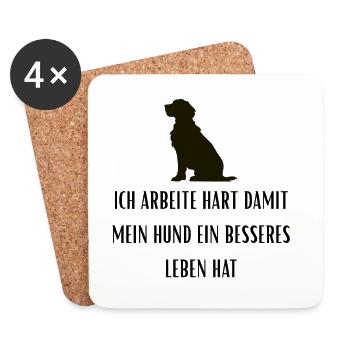 Shirt Hundeliebhaber Männer Frauen Hunde Golden  - Untersetzer (4er-Set) - Weiß - Vorne
