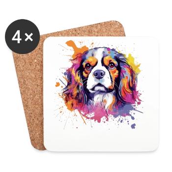 Cavalier King Charles Spaniel Splash Art - Untersetzer (4er-Set) - Weiß - Vorne