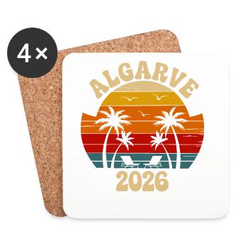 Algarve 2026 Palm Trees Sunset - Coasters (set of 4) - white - Front