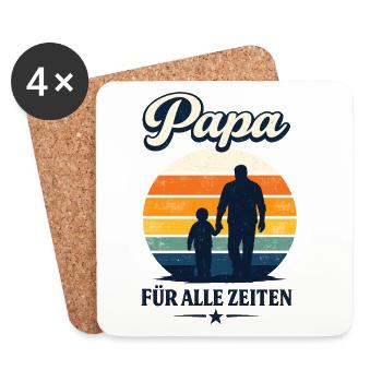 Papa für alle Zeiten Retro Vater Kind Motiv - Untersetzer (4er-Set) - Weiß - Vorne