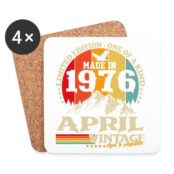 Vintage avril 1976 Vintage Rétro Anniversaire - Dessous de verre (lot de 4) - blanc - Devant