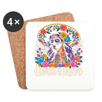 Cinco Mayo Sugar Skull Fiesta - Dessous de verre (lot de 4) - blanc - Devant