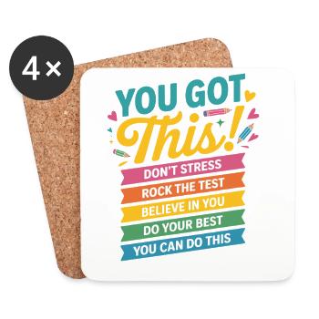 Du Packst Das Motivationsbanner - Untersetzer (4er-Set) - Weiß - Vorne