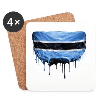 Art de la chute du drapeau du Botswana - Dessous de verre (lot de 4) - blanc - Devant