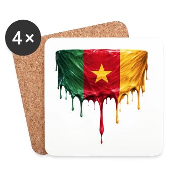 Cameroon Drop Flag Art - Coasters (set of 4) - white - Front