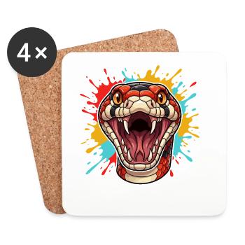 Tête de serpent en choc de couleur - Dessous de verre (lot de 4) - blanc - Devant