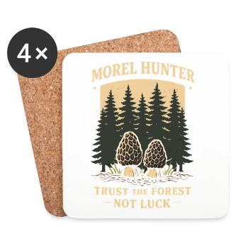 Chasseurs de morilles, champignons morilles sauvages sur - Dessous de verre (lot de 4) - blanc - Devant