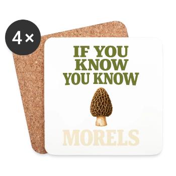 Chasseurs de morilles, champignons morilles sauvages sur - Dessous de verre (lot de 4) - blanc - Devant