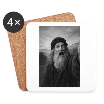 Leonardo Da Vinci Self-Portrait - Coasters (set of 4) - white - Front