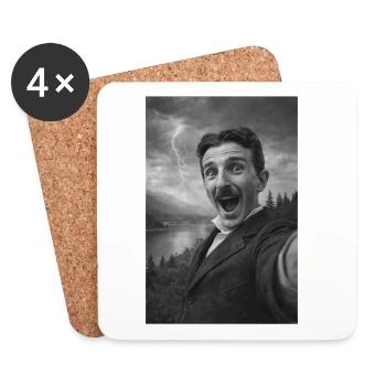 Nikola Self-Portrait - Coasters (set of 4) - white - Front