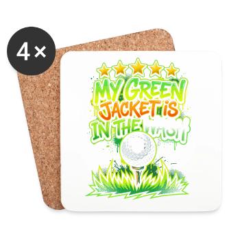 Motif de golf vert dans la lingerie - Dessous de verre (lot de 4) - blanc - Devant