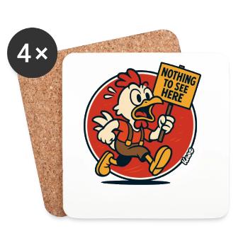 Rien à voir ici, poule - Dessous de verre (lot de 4) - blanc - Devant