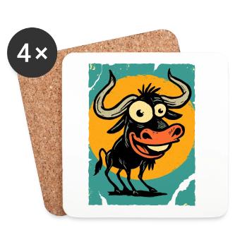 Funny bull in the circle of the sun - Coasters (set of 4) - white - Front
