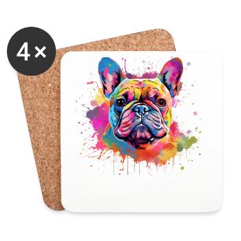 Farbenfrohe Hunde-Splash-Kunst Französischer Bulldogge - Untersetzer (4er-Set) - Weiß - Vorne