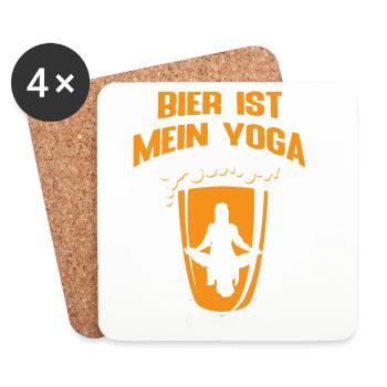 Bier ist mein Yoga Biertrinker - Untersetzer (4er-Set) - Weiß - Vorne