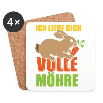Ich liebe dich volle Möhre Valentinstag - Untersetzer (4er-Set) - Weiß - Vorne