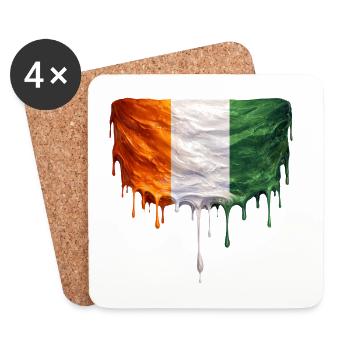 Ivory Coast Flag in Drop Art - Coasters (set of 4) - white - Front