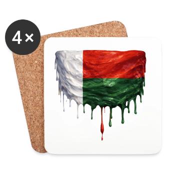 Madagascar Flag in Drop Art - Coasters (set of 4) - white - Front