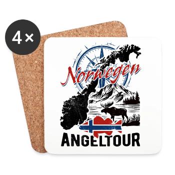 Voyage de pêche en Norvège - Cadeau de pêcheur - Dessous de verre (lot de 4) - blanc - Devant