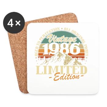 Vintage 1986 Vintage Retro Birthday Gift - Coasters (set of 4) - white - Front