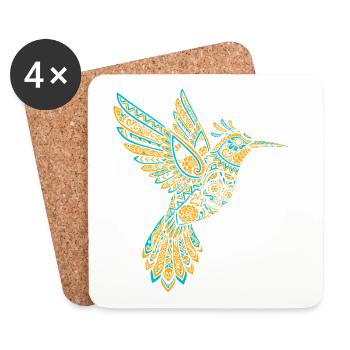 Skull Alebrije Hummingbird Mexican - Coasters (set of 4) - white - Front